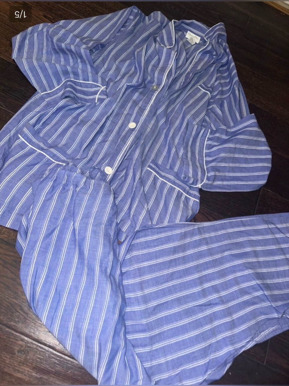 Christian Dior Vintage Blue Striped Pajama Set